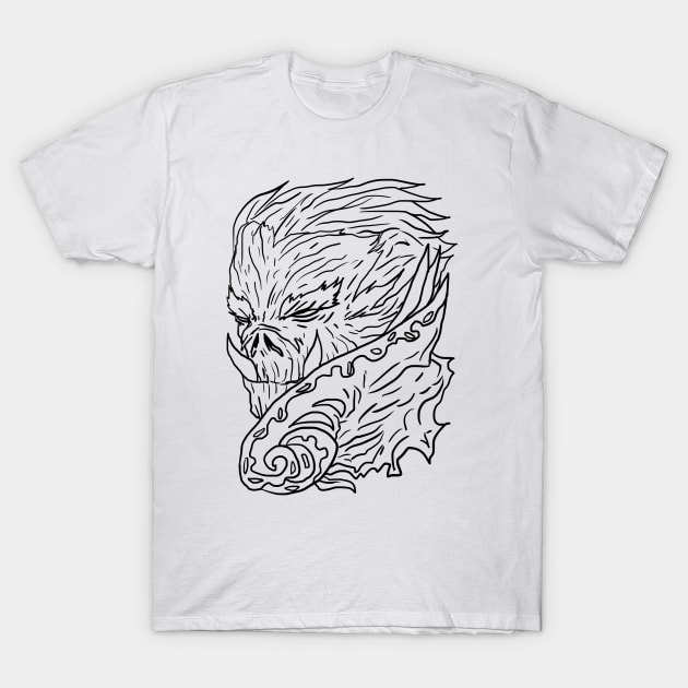 Scary Werewolf Monster Horror Black Lineart T-Shirt by Moonwing